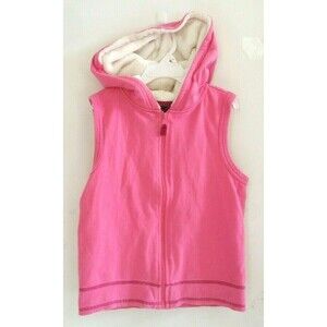 Girl's Vest Hooded Pink Ivory Zipper Front Size 10/12 Soft